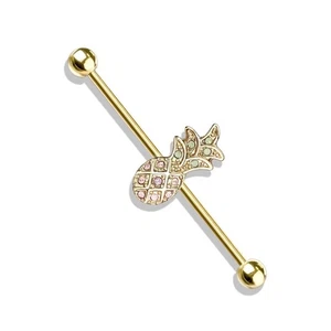 Industrial Ear Piercing Golden Pineapple Opals - Picture 1 of 1