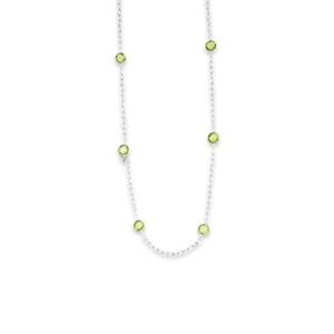 Small Round Checkerboard Peridot Station Necklace Set In 14k White Gold - Picture 1 of 2