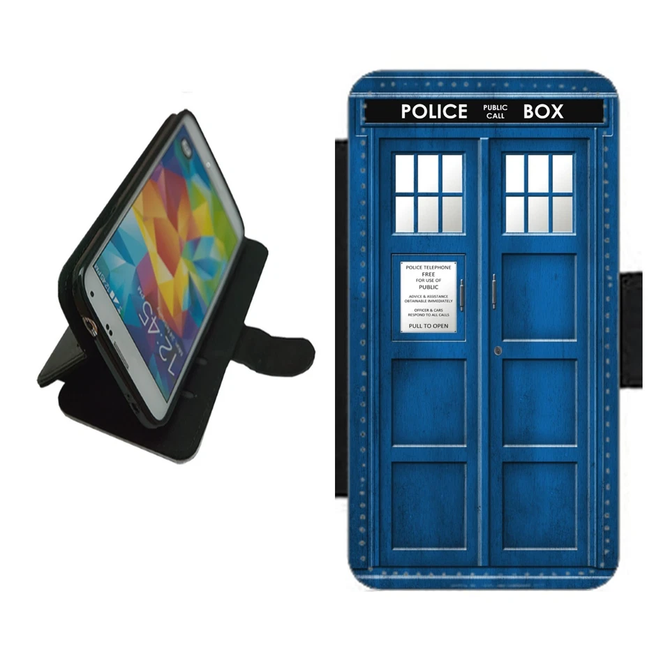 Police box Phone case wallet flip cover For iPhone Samsung Pixel PBX1 - Image 1 of 4
