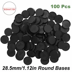 100pcs 28.5mm Round Bases Black Plastic for Wargames Table Games MB285 - Picture 1 of 6