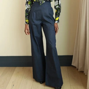 Never A Wallflower Blue Matador High Rise Pants Small Wide Leg Palazzo NEW $285 - Picture 1 of 15