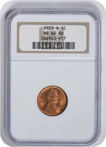 1929-S Lincoln Cent MS64RD NGC Cover