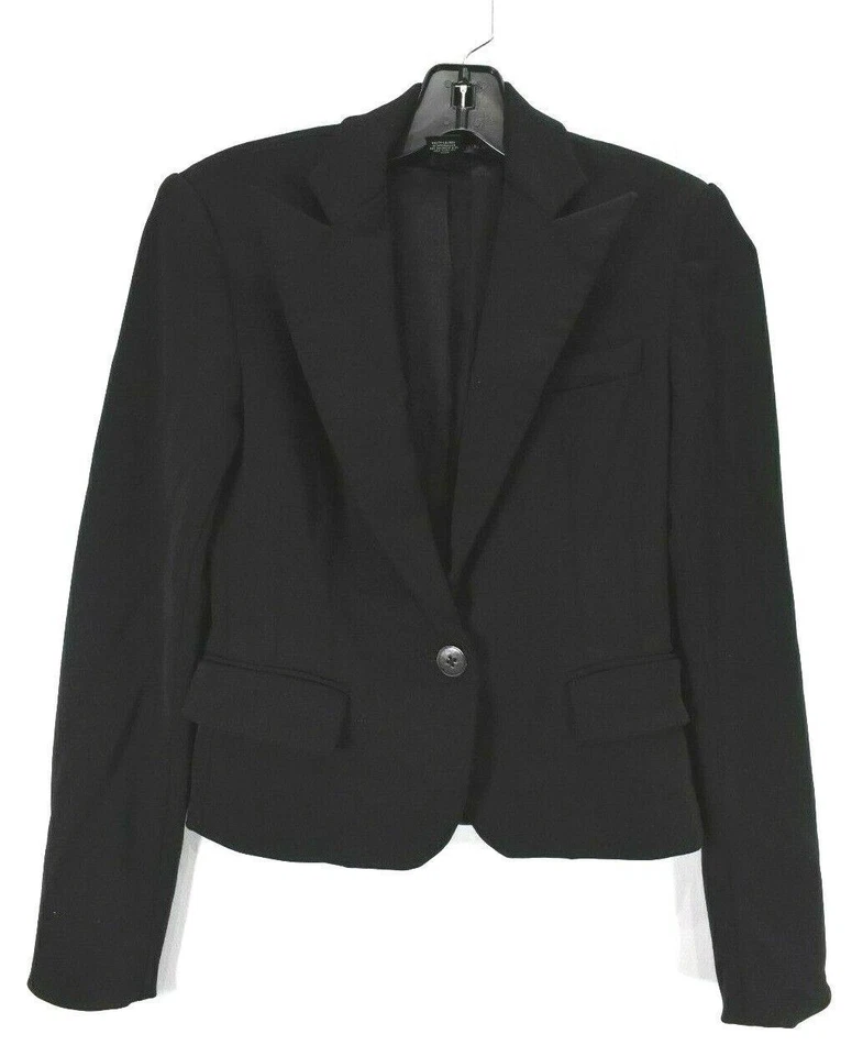 Ralph Lauren Etiqueta Negra Mujer Pico Un Botón Mezcla Lana Virgen Traje Chaqueta 2 Foto 1 de 4