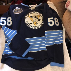 2011 Reebok Pittsburgh Penguins Winter Classic Jersey L/XL T/W Vintage Letang 58 - Picture 1 of 10