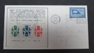 MODEL UNITED NATIONS CINDERELLA 1961 SOUVENIR SHEET FDC ADDRESSED COVER RARE - Picture 1 of 1