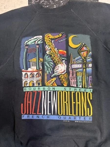 Vintage 1988 New Orleans Jazz Sweatshirt Black USA Made Men's Large - Picture 1 of 8