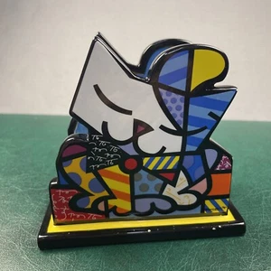 Romero Britto Happy Cat Ceramic Napkin Holder Pop Art Kitch READ - Picture 1 of 9