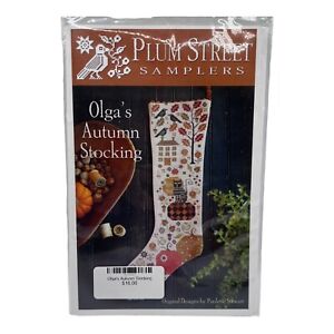 Plum Street Samplers Olgas Autumn Stocking Cross Stitch Pattern Chart New