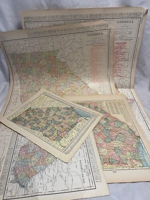 Antiguo todo original!  Lote de (5) mapas estatales de Georga 1900-1920 - 6079 Foto 1 de 4