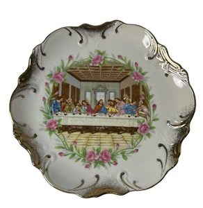 LAST SUPPER Decorative 8" Plate Christianity Jesus 18K Gold Trim Vintage - Picture 1 of 6