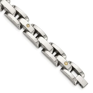 Chisel Stnls Steel Rhodm-plated 14k White Gold Accent .03 carat 8.5" - Picture 1 of 7