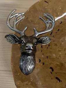 Rare Serving Catch-all Dish Platter Amber Rippled Glass Buck Deer Head Decor - Picture 1 of 6