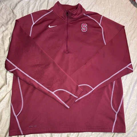 Nike Stanford Cardinal Sweater Red 1/2 Zip Dri-Fit Sweatshirt Men’s XL Football Cover