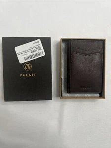 VULKIT Credit Card Holder RFID Blocking Mens Leather Card Wallet Pop Up Secure  - Picture 1 of 5