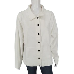 Women With Control My Wonder Denim Button Jacket X-Large Siz White Top w Pockets - Picture 1 of 11