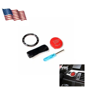Car Carbon Fiber Start Stop Engine Cover Ignition Switch Ring Cover Trim For BMW - Picture 1 of 12