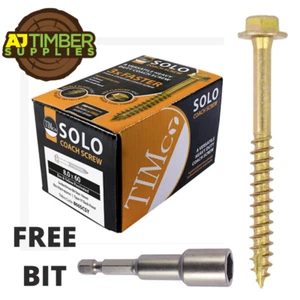 Timco Solo Coach Screw - Yellow Zinc Hex Head - Timber Sleeper Garden Turbo +BIT - Picture 1 of 1