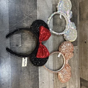 3 Disney Parks Minnie Mouse Ohren Stirnband 1 schwarz, 1 silber/rosa, 1 braun - Bild 1 von 7