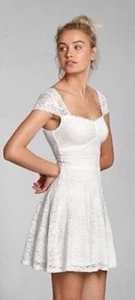 Vintage Abercrombie & Fitch M white lace br Y2K skater dress graduation beach - Picture 1 of 8