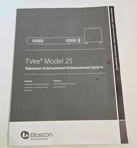 Boston Acoustic TVee Model 25 Soundbar Speakers OWNER'S MANUAL ONLY - Picture 1 of 3