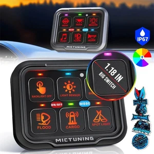 RGB 6 Gang Switch Panel Dimmable On-Off LED Switch Circuit Control Relay System - Foto 1 di 14