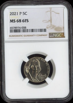 2021-P Jefferson Nickel 5C NGC MS68 6FS Quality - Image 1 of 2