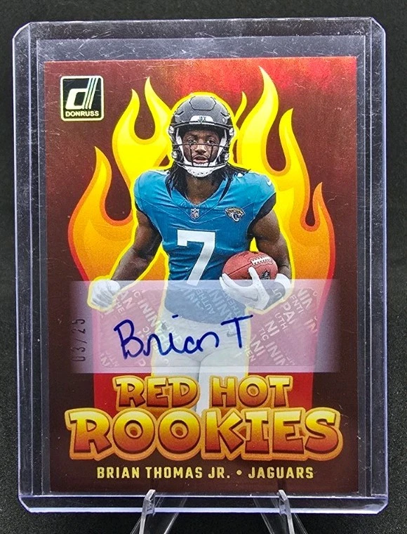 Autógrafo Donruss Red Hot Rookies 2024 Brian Thomas Jr. #RHR-BTJ 25/03 Foto 1 de 2