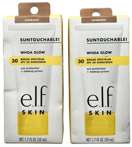 2X e.l.f. SKIN Suntouchable Whoa Glow SUNBURST SPF 30 & Makeup Primer exp 11/25 - Picture 1 of 10