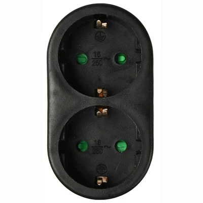 BENSON ELECTRIC Steckdosenadapter 2-fach vertikal Doppelstecker Mehrfach Multi Stecker schwarz