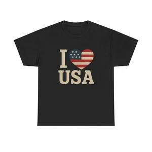 I Love USA patriotisches T-Shirt - Baumwollshirt für Männer & Damen - amerikanische Flagge Geschenk - Bild 1 von 101