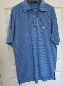 Southern Marsh Oakwood Performance Polo Shirt Mens Large Blue Striped Golf - Picture 1 of 9