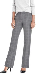 Banana Republic Logan Plaid Lightweight Wool Career Dress Pants Women's 6P Gray - Picture 1 of 13