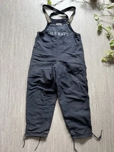 VTG WWII 1940s US Navy Deck Overalls Bib M WW2 40s USN Stencil Clasp Closure - Picture 1 of 12