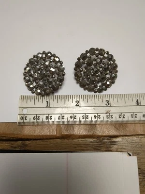 1 Set Of 2 Buttons Faceted Cut Steel Buttons - Image 1 of 4