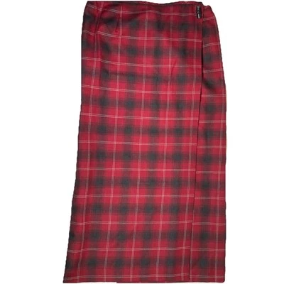 Винтажный Liz Claiborne шерсти надежном юбка женщин Sz M-L красный и черный Buffalo клетку - Изображение 1 из 4