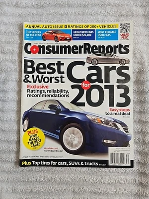 Consumer Reports Best & Worst 2013 Annual Auto Issue Magazine - Imagem 1 de 3