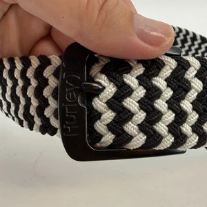 Hurley geflochtener gewebter Stretch Golf Gürtel schwarz weiß Grunge Steampunk - Bild 1 von 7