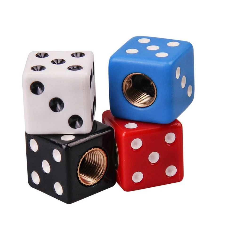 4x Dice-Shape Valve Stem Air Tire Cap Cover Universal Colored Die Car/Truck/Bike - Image 1 of 1