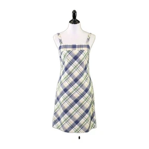 Tommy Hilfiger 100% Cotton Plaid Sun Dress Bias Cut Square Neck SIZE 6 - Picture 1 of 11