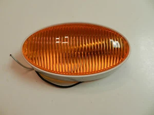 Euro 12 volt RV Porch Light oval AMBER lens camper RV trailer white exterior - Picture 1 of 3