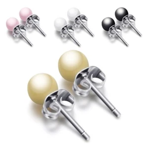 Pendientes de acero inoxidable para mujer de 6*6 mm rosa/amarillo/blanco/negro - Imagen 1 de 10