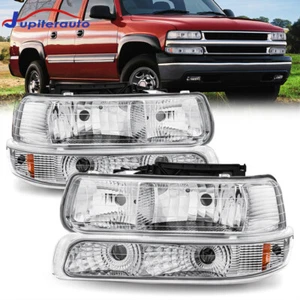 Chrome Housing Headlights & Bumper Lamp For 99-02 Chevy Silverado 00-06 Suburban - Picture 1 of 20