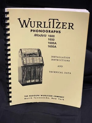 Fonógrafo Wurlitzer Modelo 1600, 1650, 1600A, 1650A Instalación - Datos técnicos Foto 1 de 4