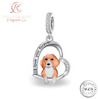 Beagle Dog Charm Genuine 925 Sterling Silver & Rose Gold Gift-I Love You Forever