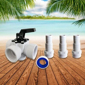 PoolSun 3 Wege Ventil Pool Schwimmbad Adapter Pumpe Poolheizung 32mm 38mm  - Bild 1 von 6