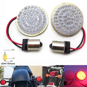 1 par de insertos de luz de giro LED Red Bullet 1156 de 2" traseros para Harley Davidson - Imagen 1 de 12