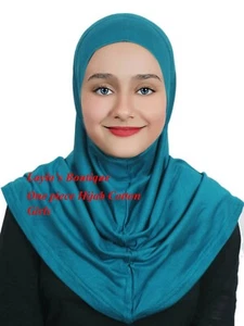 One Piece Muslim Kid Girls Hijab Amira Scarf Turban Headscarf Wrap Shawl Islamic - Picture 1 of 28