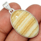 Natural Yellow Lace Agate 925 Sterling Silver Pendant Jewelry CP44392