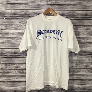 Camicia Vintage Megadeth Youthanasia Uomo XL White Rock Promo Tee Austin anni 80 90 - Foto 1 di 6