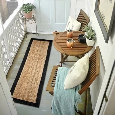 Jute Natural Braided Home Decor Runner Reversible Rustic Look Modern Non Slip - Image 1 of 4